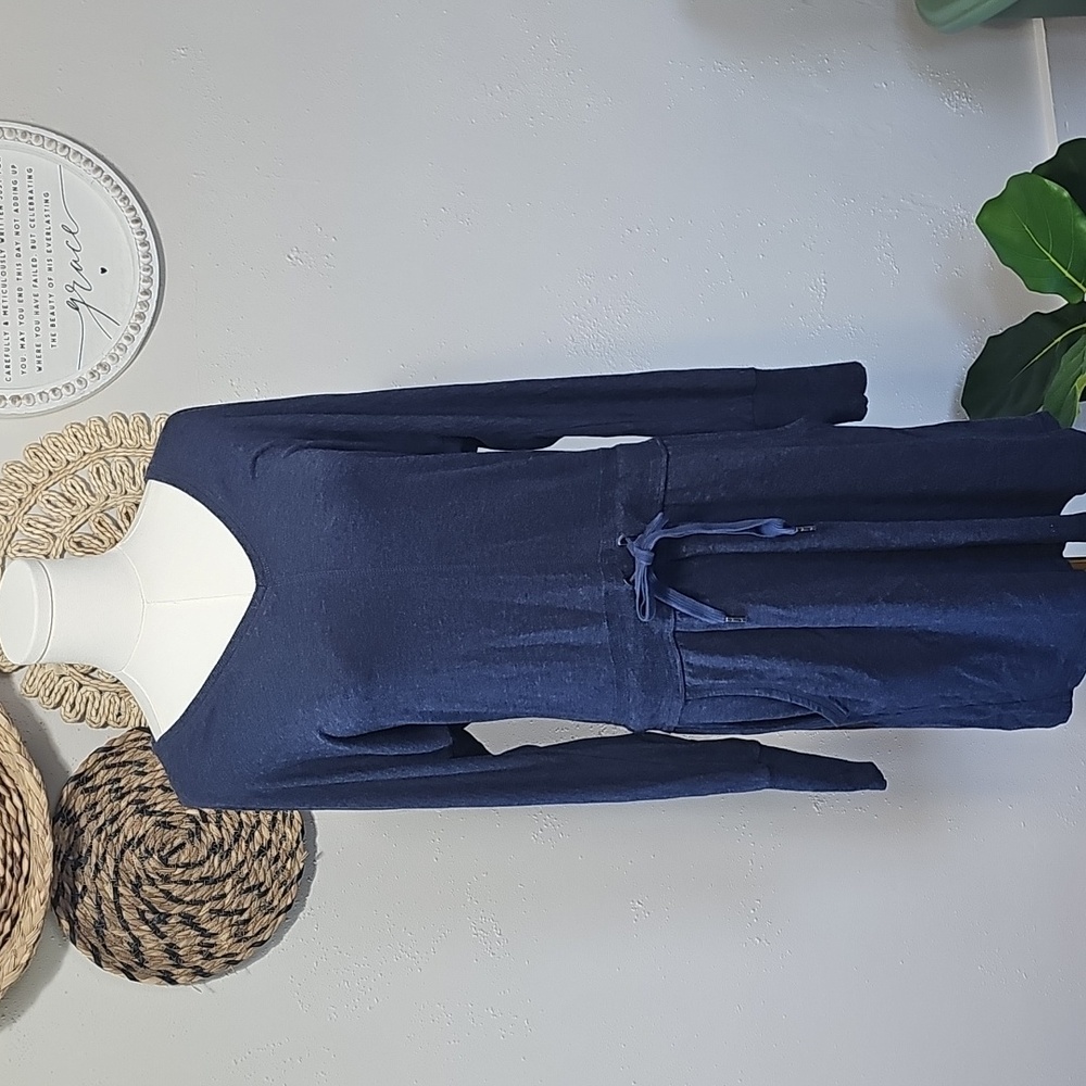 Athleta Navy Blue Sweatshirt Layover Dress Womens M Athleisure Athlete VGUC